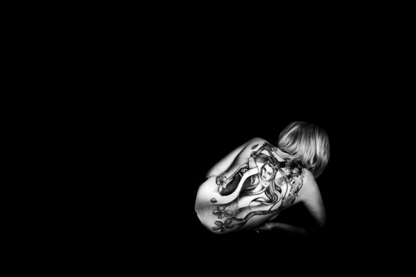 Ancre-moi II tatouage portrait noir et blanc