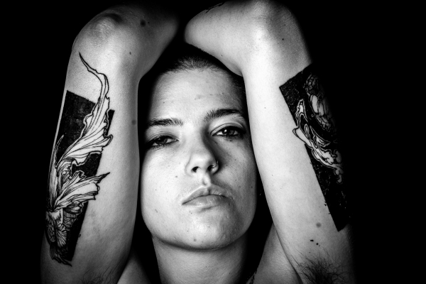 Ancre-moi II tatouage portrait noir et blanc